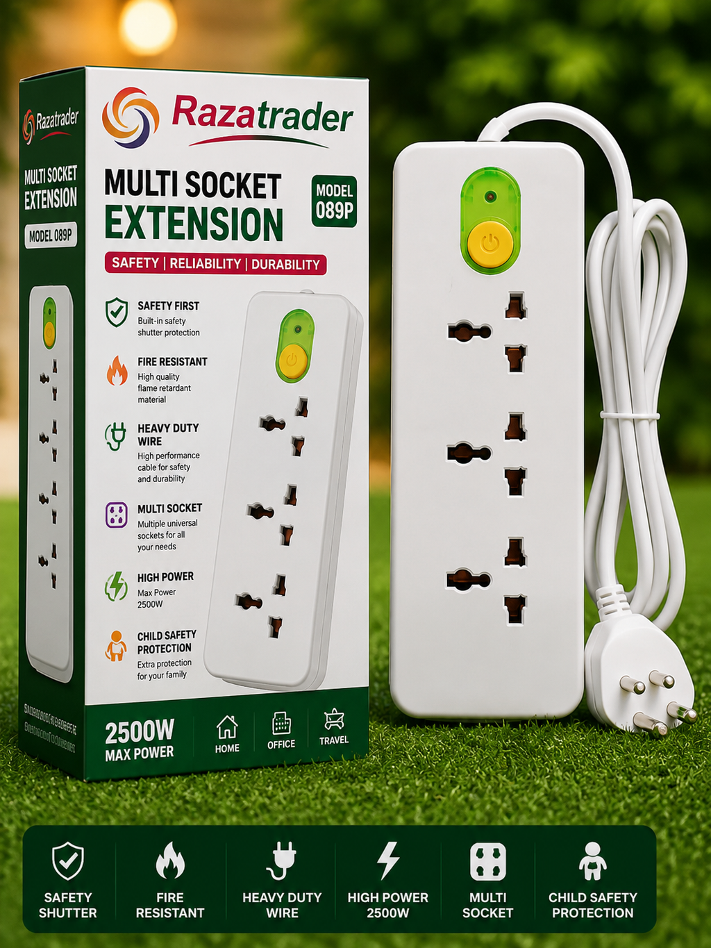 Multi Universal Sockets copper wair Extension Board