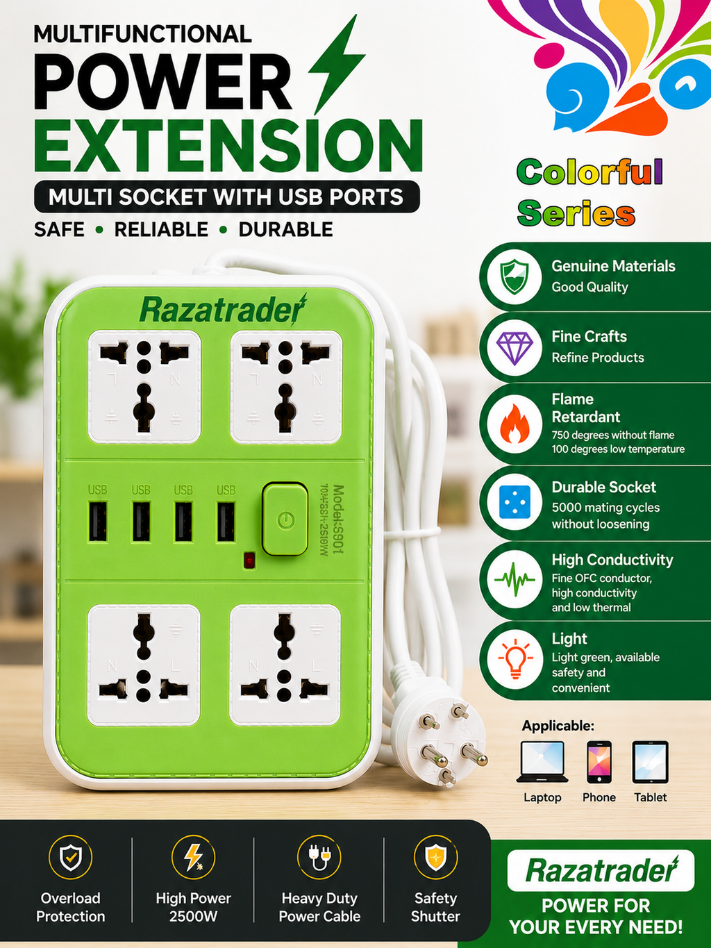 Extension Board, Power Strip, USB Extension Socket, Universal Socket Board