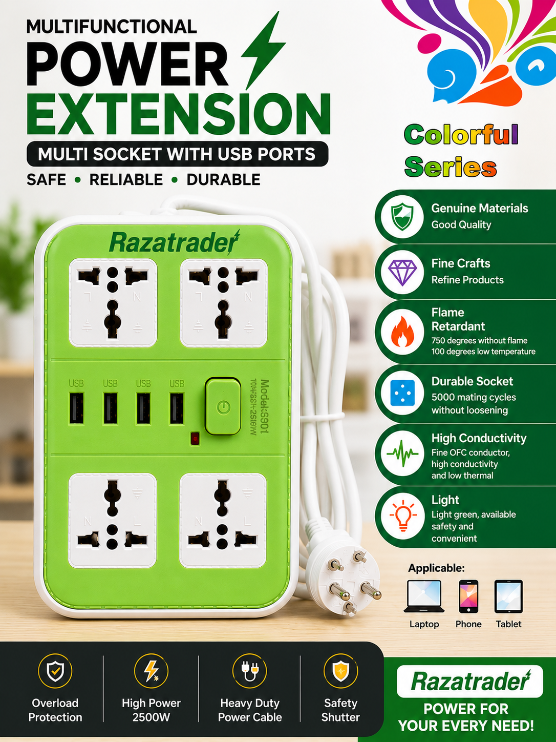 Extension Board, Power Strip, USB Extension Socket, Universal Socket Board