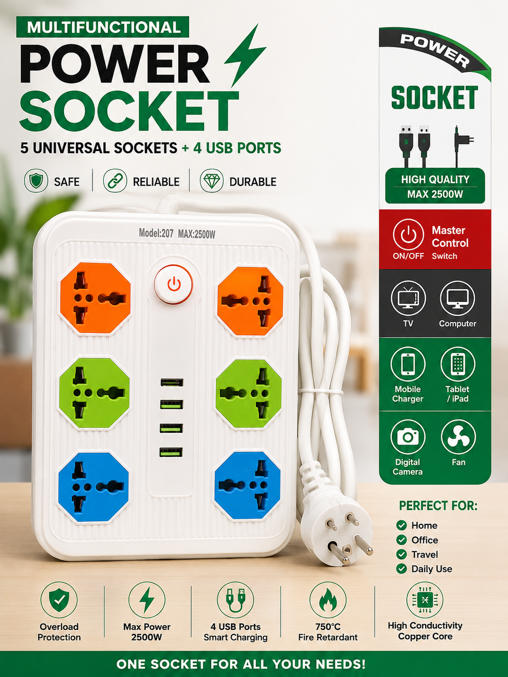 Extension Board, Power Strip, USB Extension Socket, Universal Socket Board