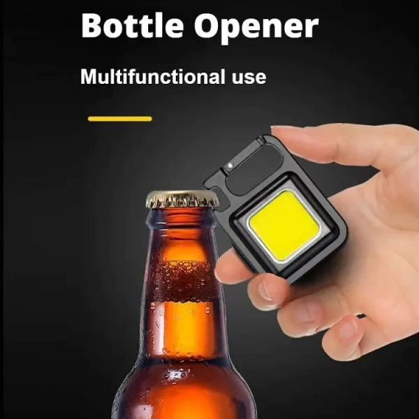 Mini COB LED Keychain Light – Rechargeable Portable Flashlight with Magnet, Bottle Opener & Stand
